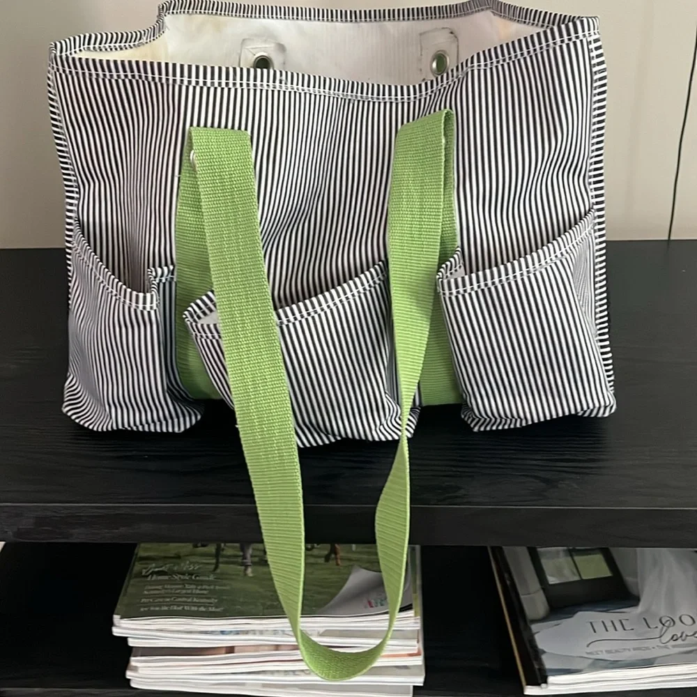 Travel/Toiletries/Diaper Striped Canvas Bag Multi Pockets Strong Carry Straps